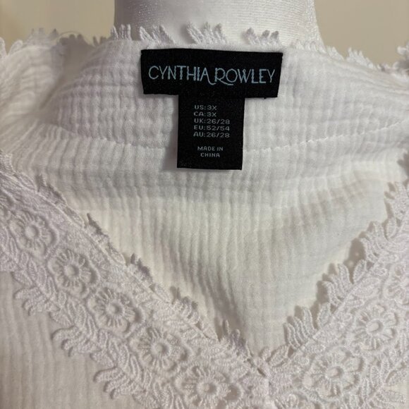 CYNTHIA ROWLEY WHITE 100% Cotton Top - 3X - Picture 10 of 12